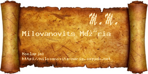 Milovanovits Mária névjegykártya